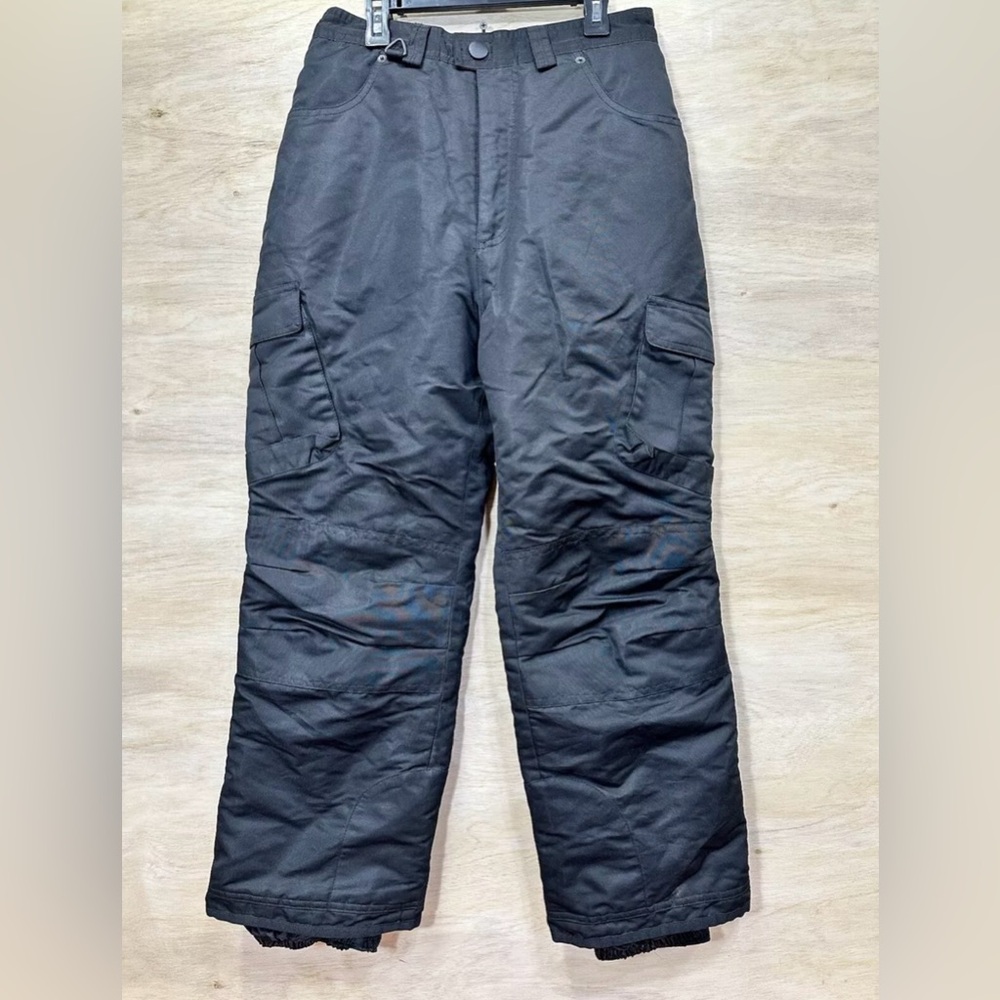 Suisse Sport Snow Pants Youth Sz 14 Black Articulated Knees Elastic Waist Ankle